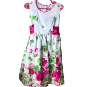 Cherokee girls dress size 6 white and pink floral dress Easter summer Occassion